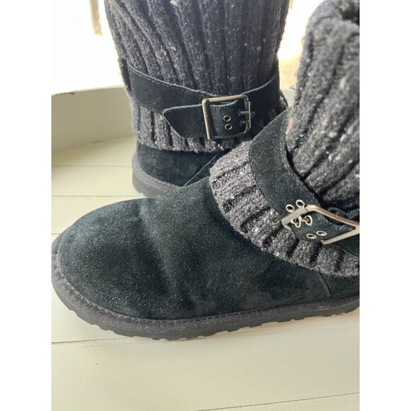 UGG Australia Cambridge Winter Boots Womens Size 5 EUR 36 Black Knit Sheepskin - Picture 9 of 16